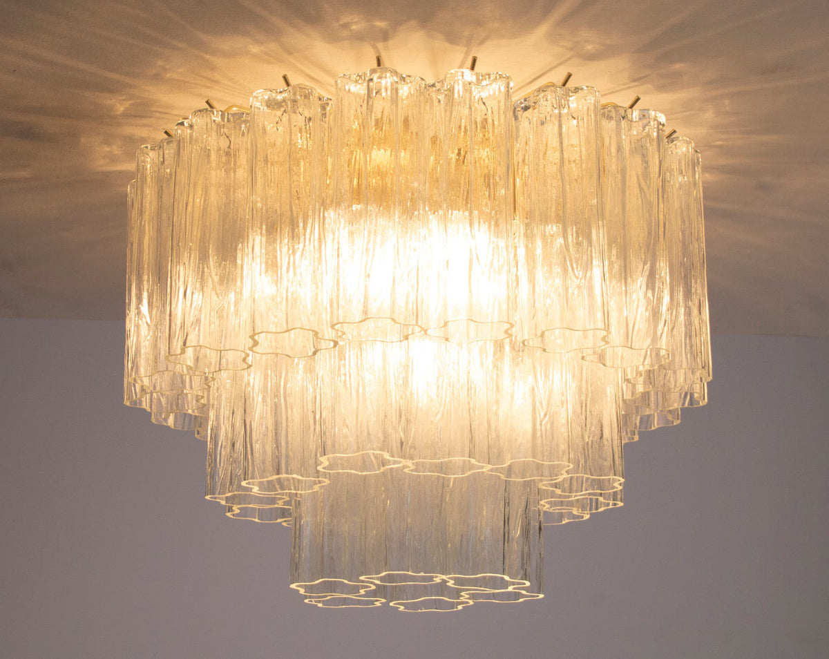 Murano Clear Tronchi Flush Chandelier Ø50